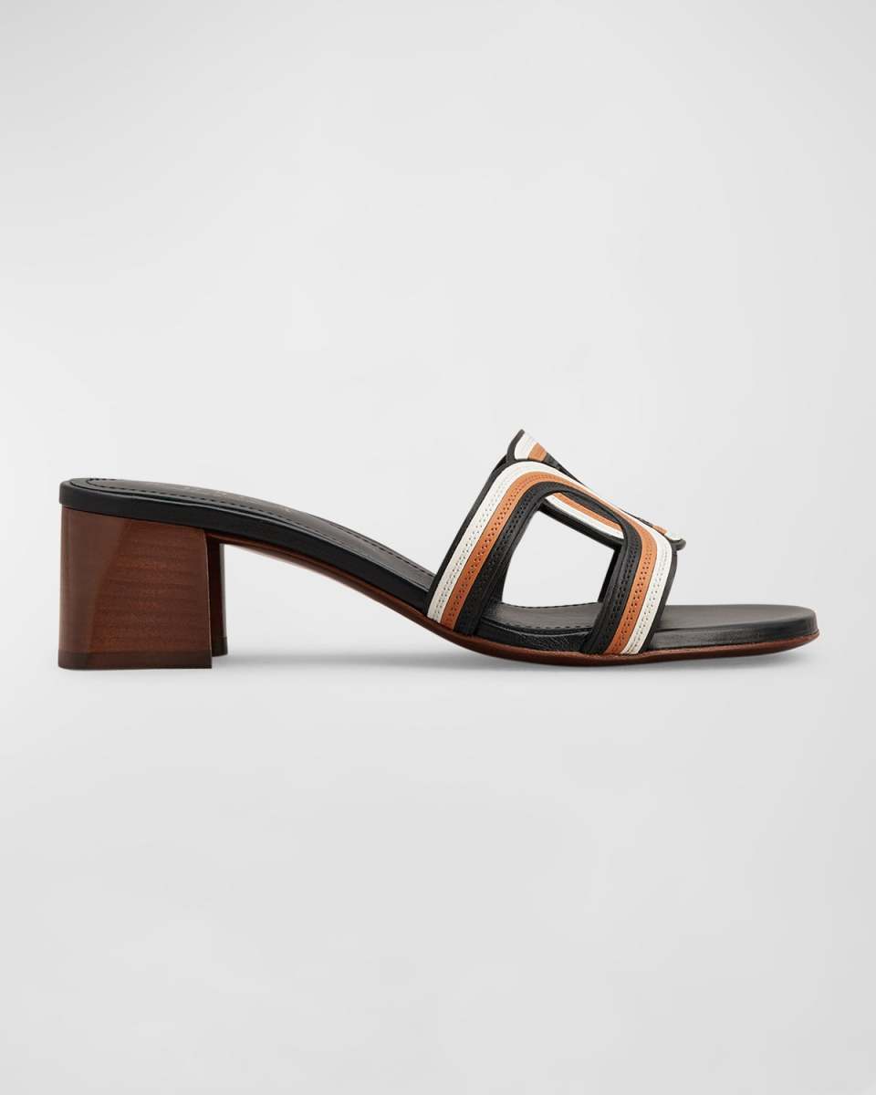 Tricolor Leather Mule Sandals