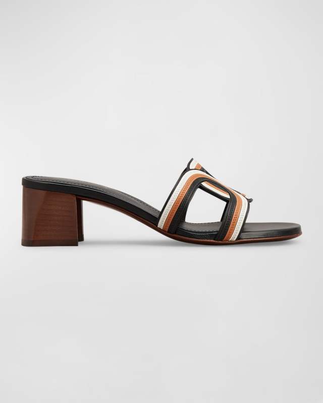 Tricolor Leather Mule Sandals