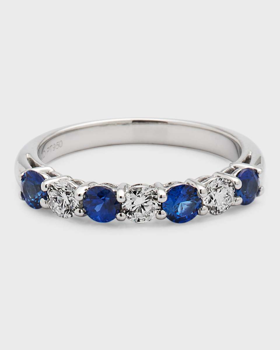 Platinum Blue Sapphire/Diamond Ring, Size 7, 1.17tcw