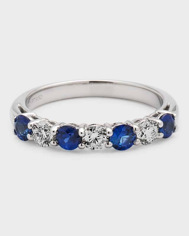 Platinum Blue Sapphire/Diamond Ring, Size 7, 1.17tcw