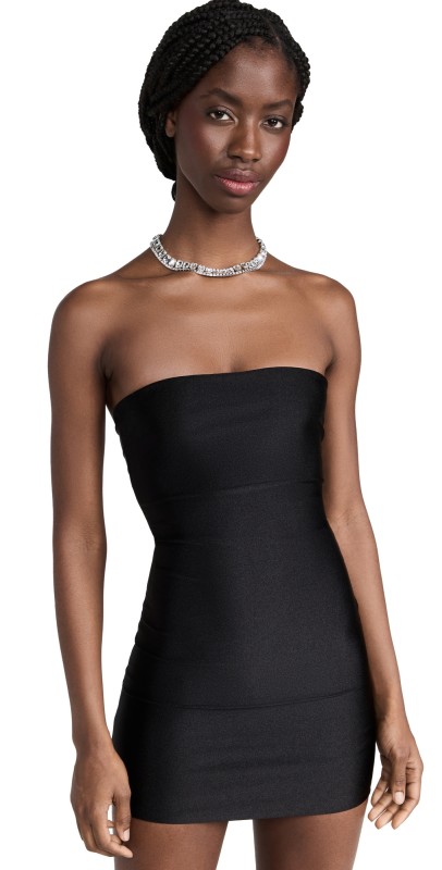 Good American Compression Shine Tube Dress Black001