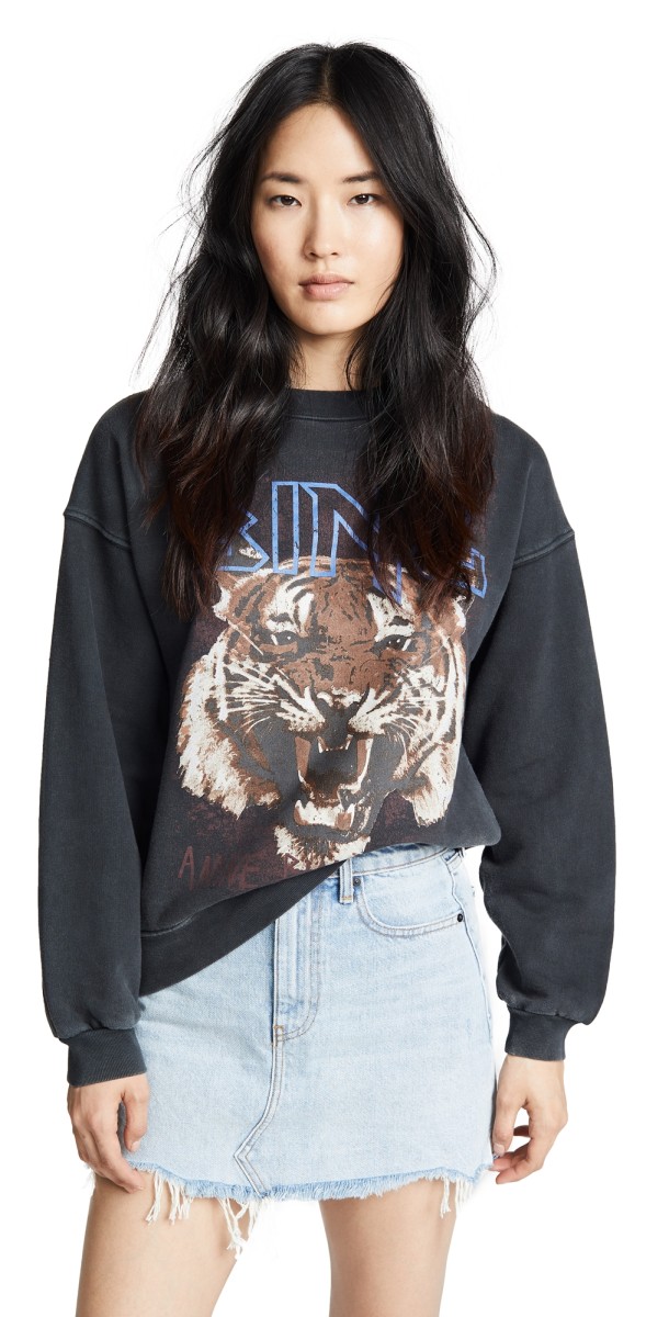 ANINE BING Tiger Sweatshirt Black