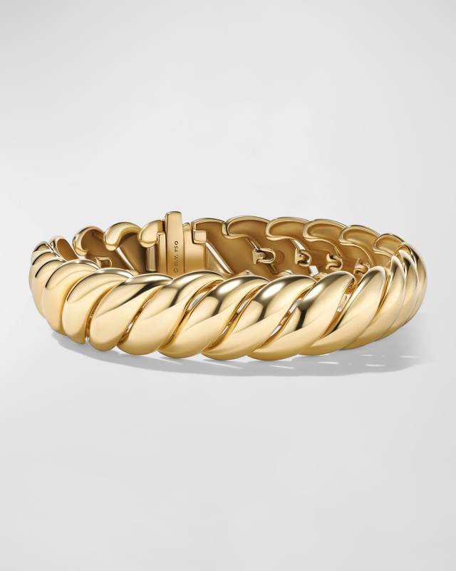 14mm Sculpted Cable Bracelet in 18K Gol