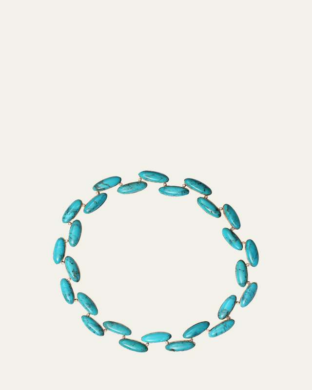 Turquoise and Diamond Bezel Necklace in 18K Gold