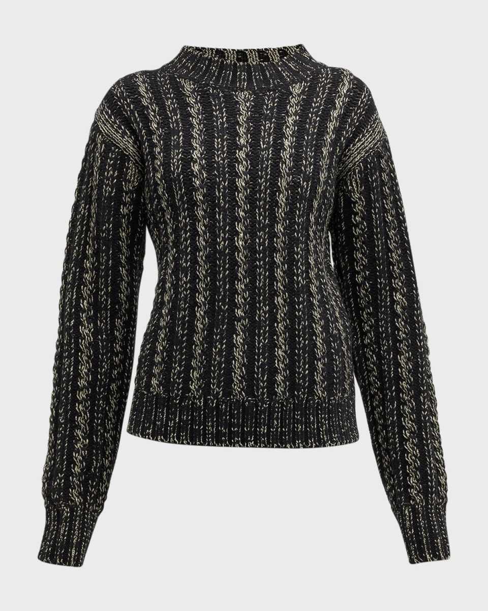 Lurex Metallic Cable-Knit Sweater
