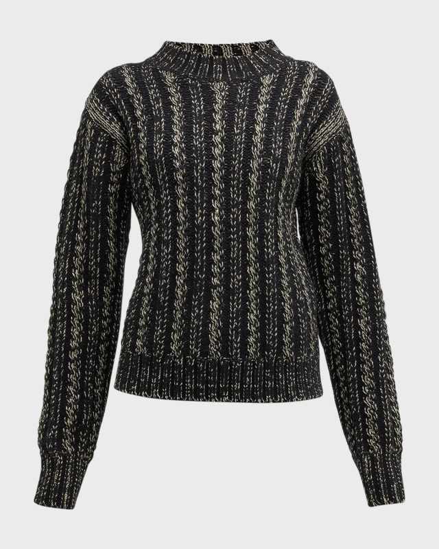 Lurex Metallic Cable-Knit Sweater