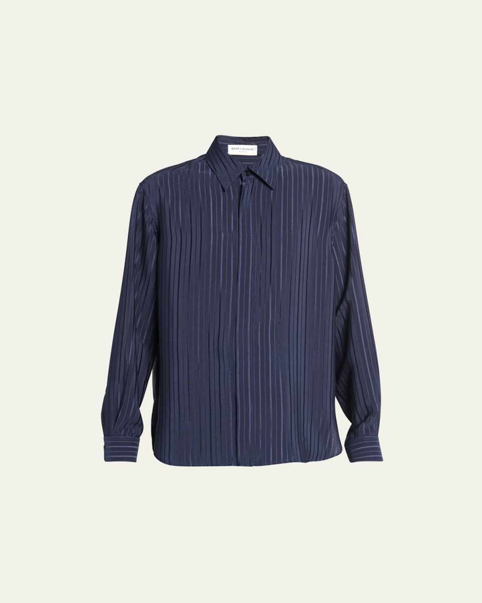 Stripe Button Down Silk Blouse