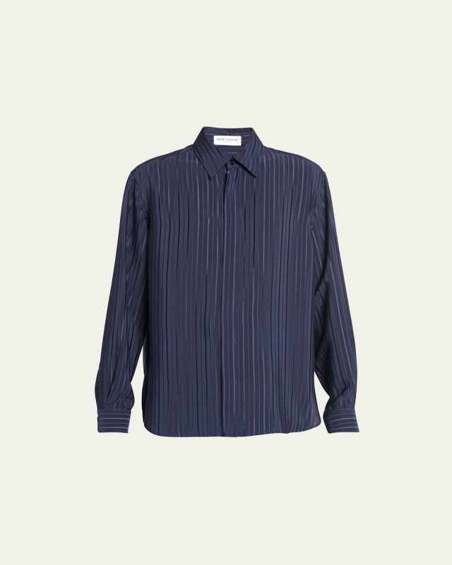Stripe Button Down Silk Blouse