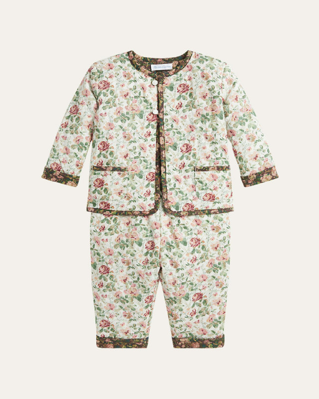 Girl's Reversible Floral-Print Two-Piece Set, Size 3M-24