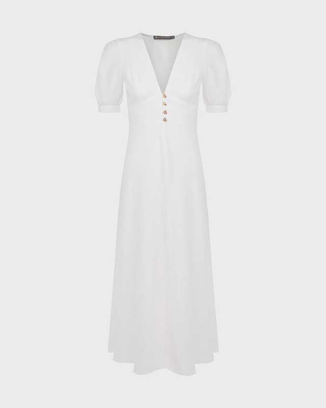 Solid Irida Detail Midi Dress