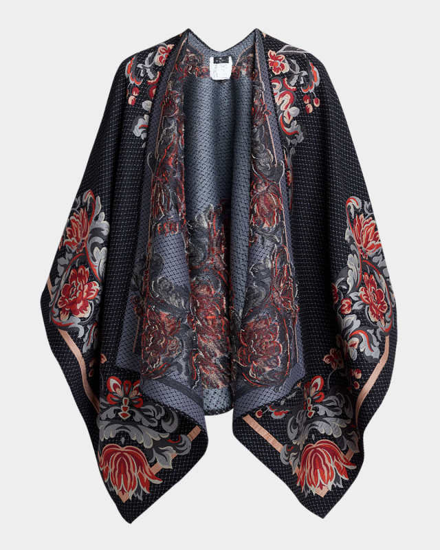 Floral Wool-Blend Cape