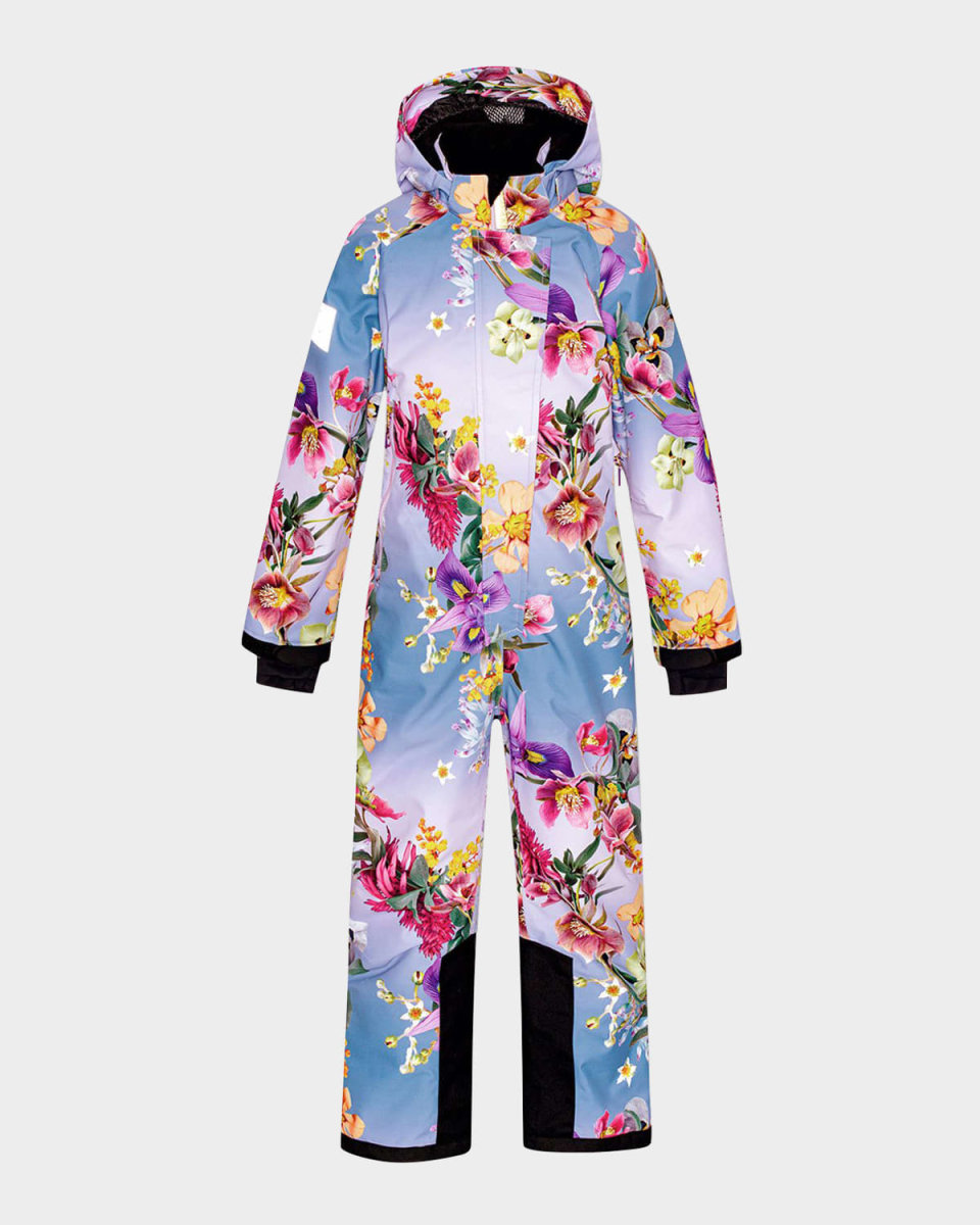 Girl's Hux Floral-Print Snowsuit, Size 8-