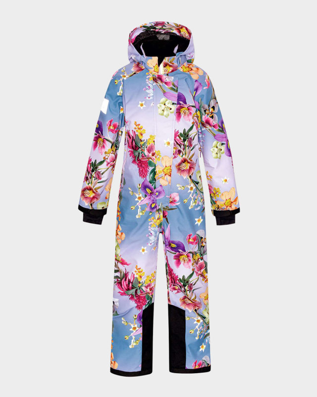 Girl's Hux Floral-Print Snowsuit, Size 8-