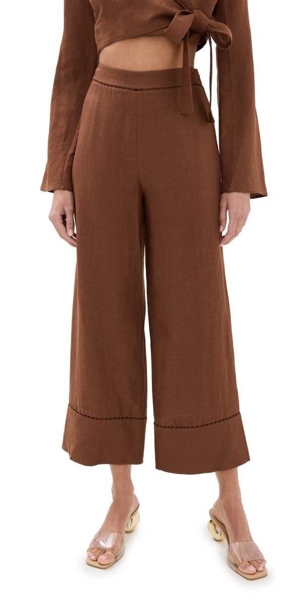 SIMKHAI Colley Cropped Straight Leg Pants Bronze