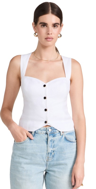 Reformation Kimberly Linen Top White