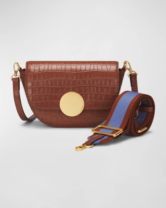 Lottie Saddle Moc-Croc Crossbody Bag