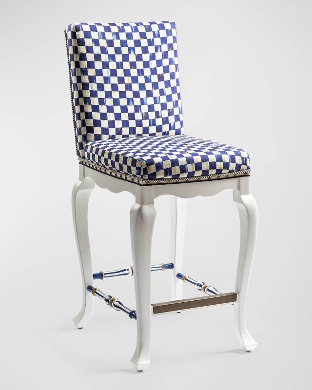 Royal Check Counter Stool with Back