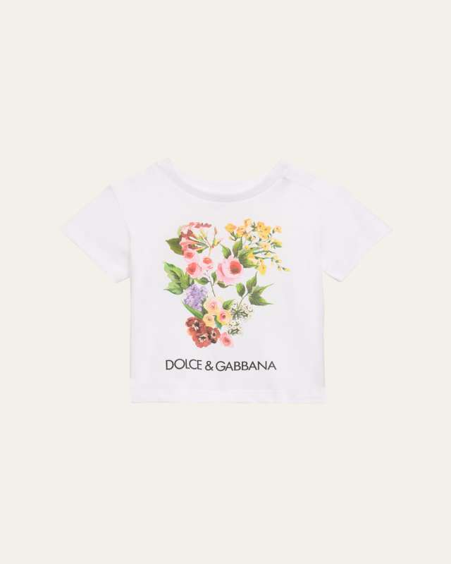 Girl's Flower Power Short-Sleeve Cotton T-Shirt, Size 3M-30
