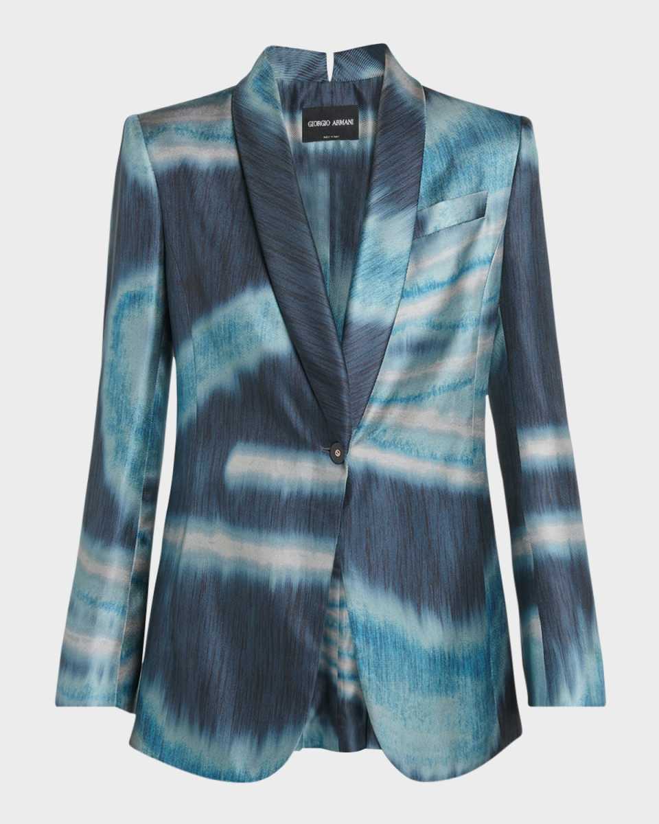 Abstract Print Silk Blazer Jacket