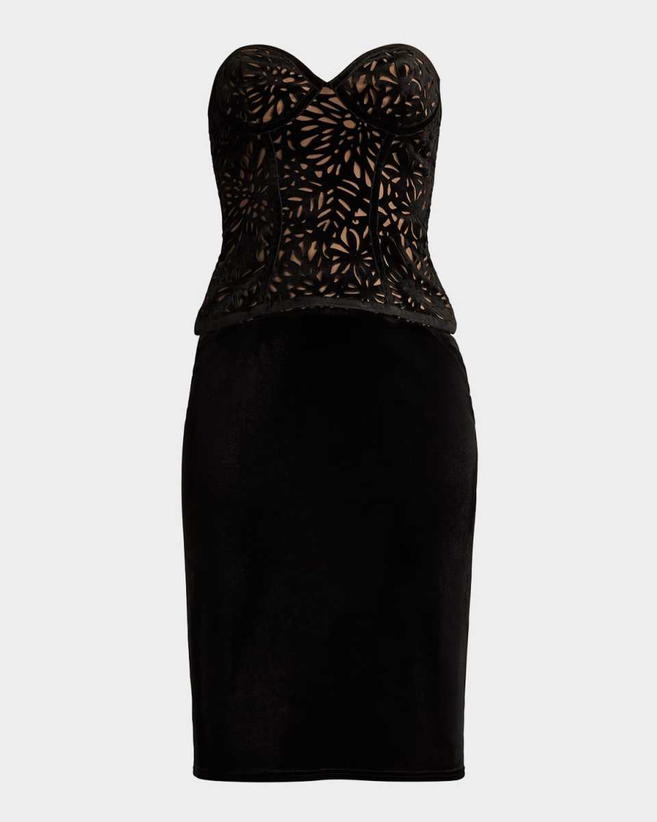 Strapless Cutwork Velvet Dress