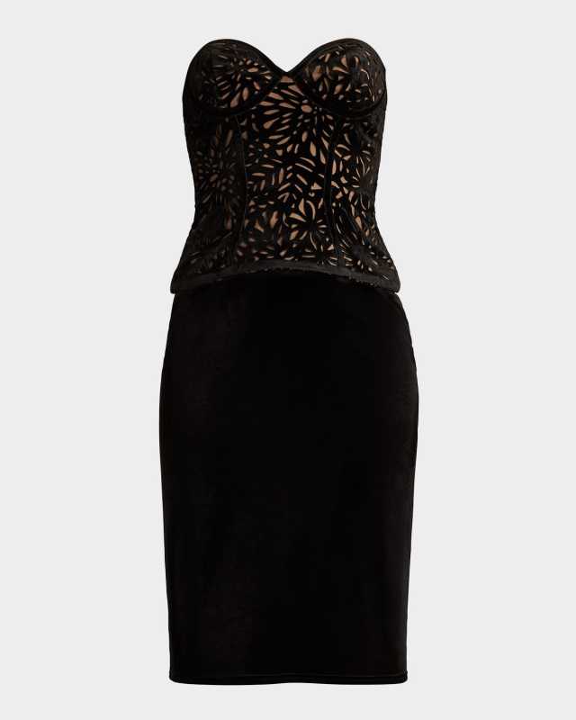 Strapless Cutwork Velvet Dress