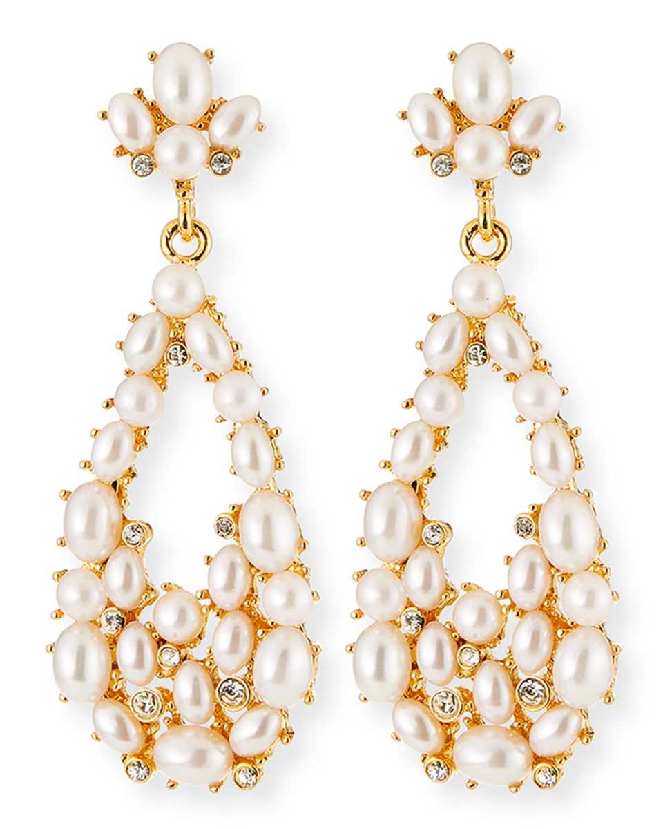 Teardrop Cabochon Earrings, Pearly White