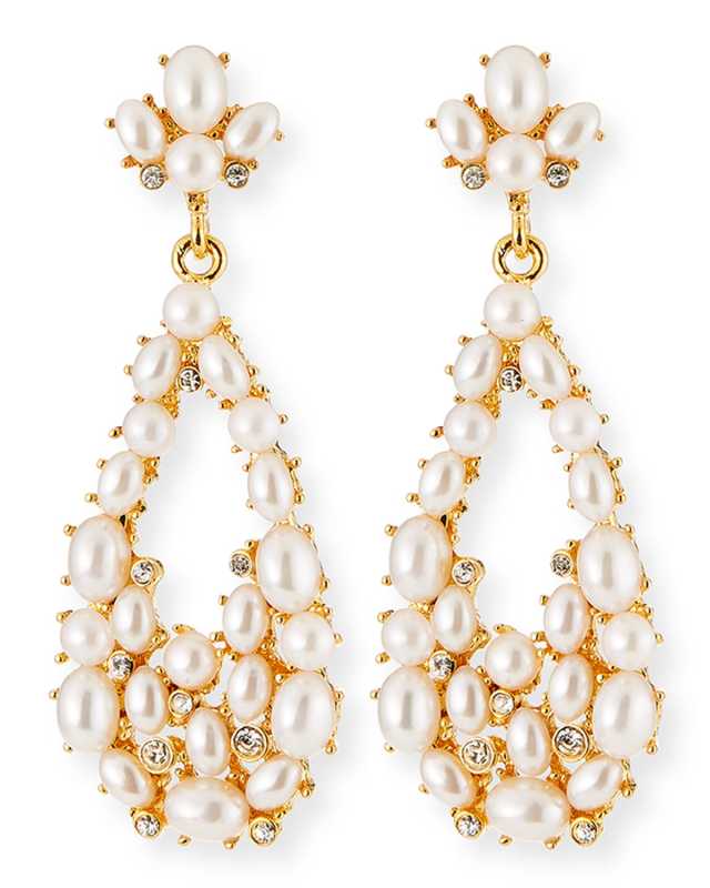 Teardrop Cabochon Earrings, Pearly White