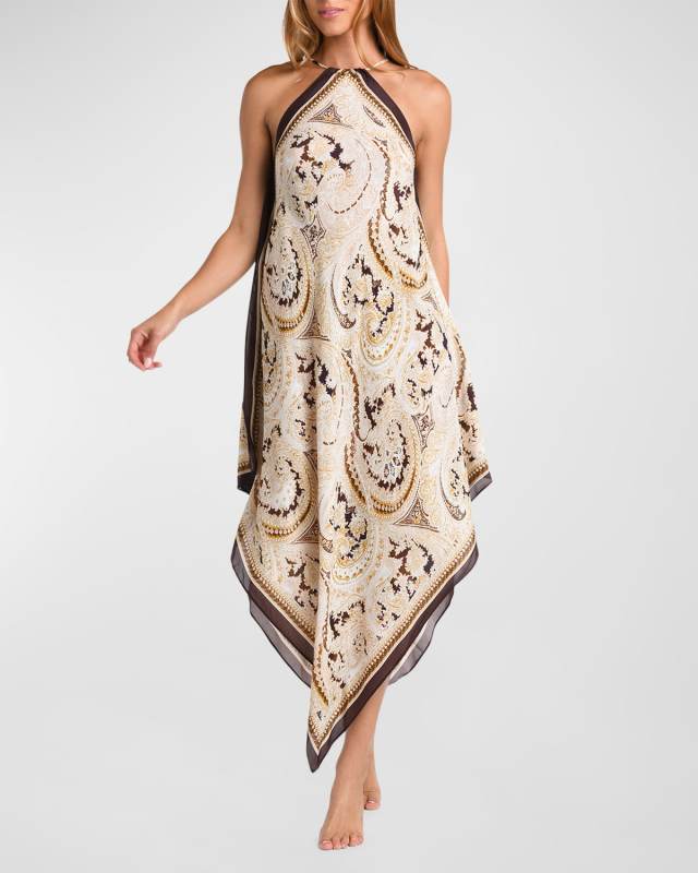 Elise Paisley Halter Midi Dress