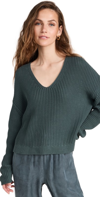 Jenni Kayne Cropped Cotton Cabin Sweater Ink