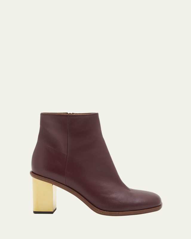Rebecca Leather Block-Heel Booties