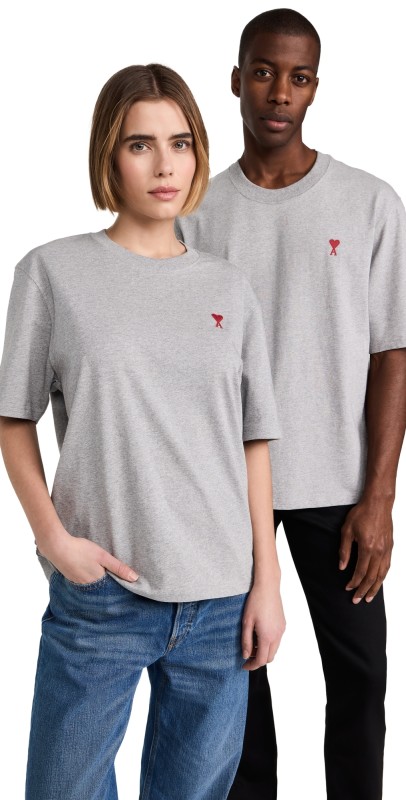 AMI Red AMI De Coeur Unisex T-Shirt Gris Chine