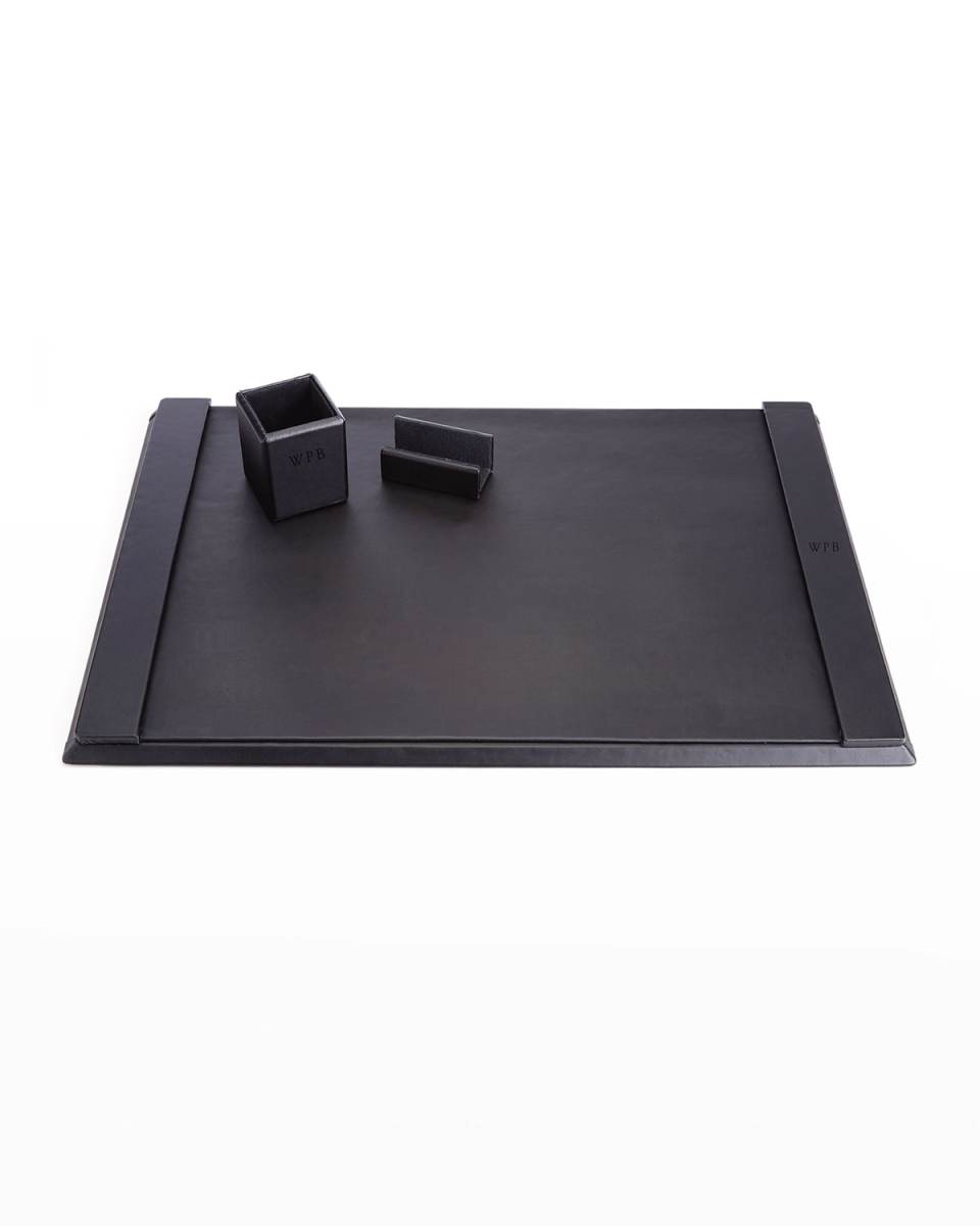 Monogrammed Leather Executive Desk Blotter & Accesory Set
