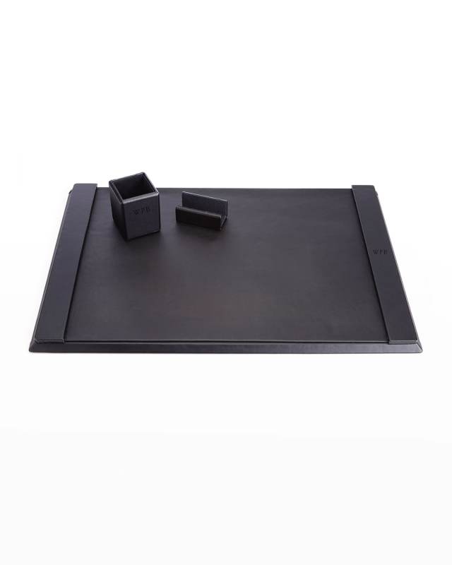 Monogrammed Leather Executive Desk Blotter & Accesory Set