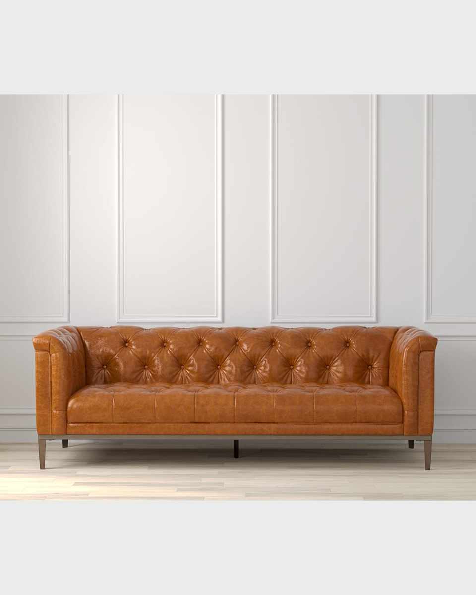 Cuba Leather Chesterfield Sofa - 88"