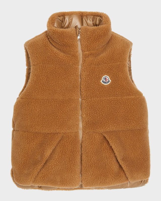 Boy's Colbricon Faux Fur Logo Embroidered Vest, Size 8-14