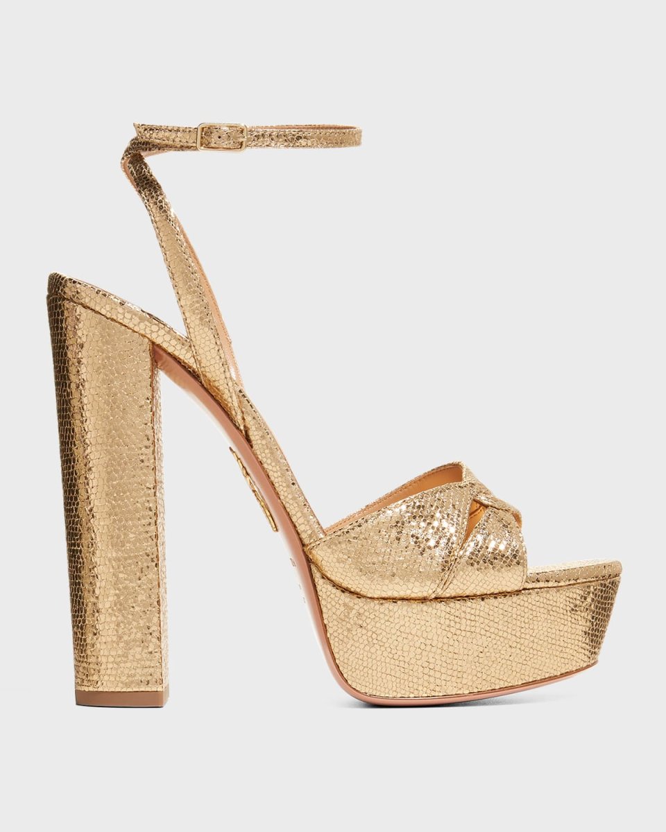 Sinner Metallic Snake-Print Platform Sandals