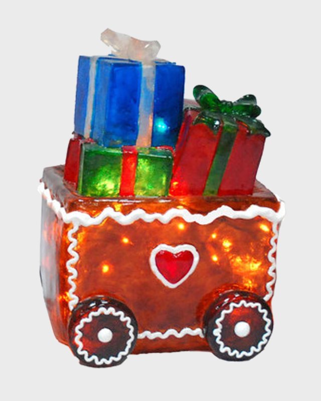 Illuminated Gingerbread Gift Box Freight Car Indoor/Outdoor Christmas Decoration