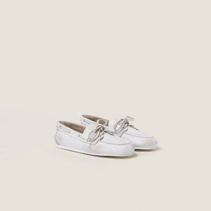 MIU MIU Unlined bleached leather loafers