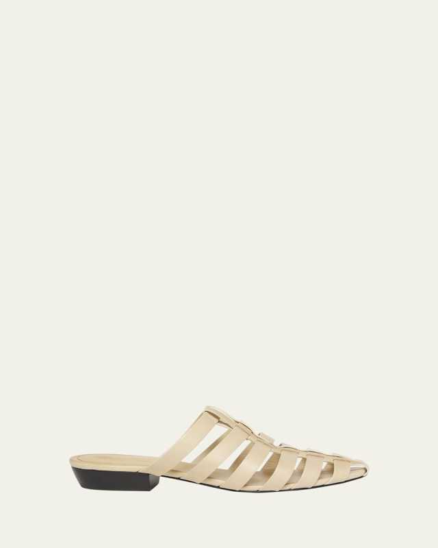 Kaede Caged Leather Mule Sandals