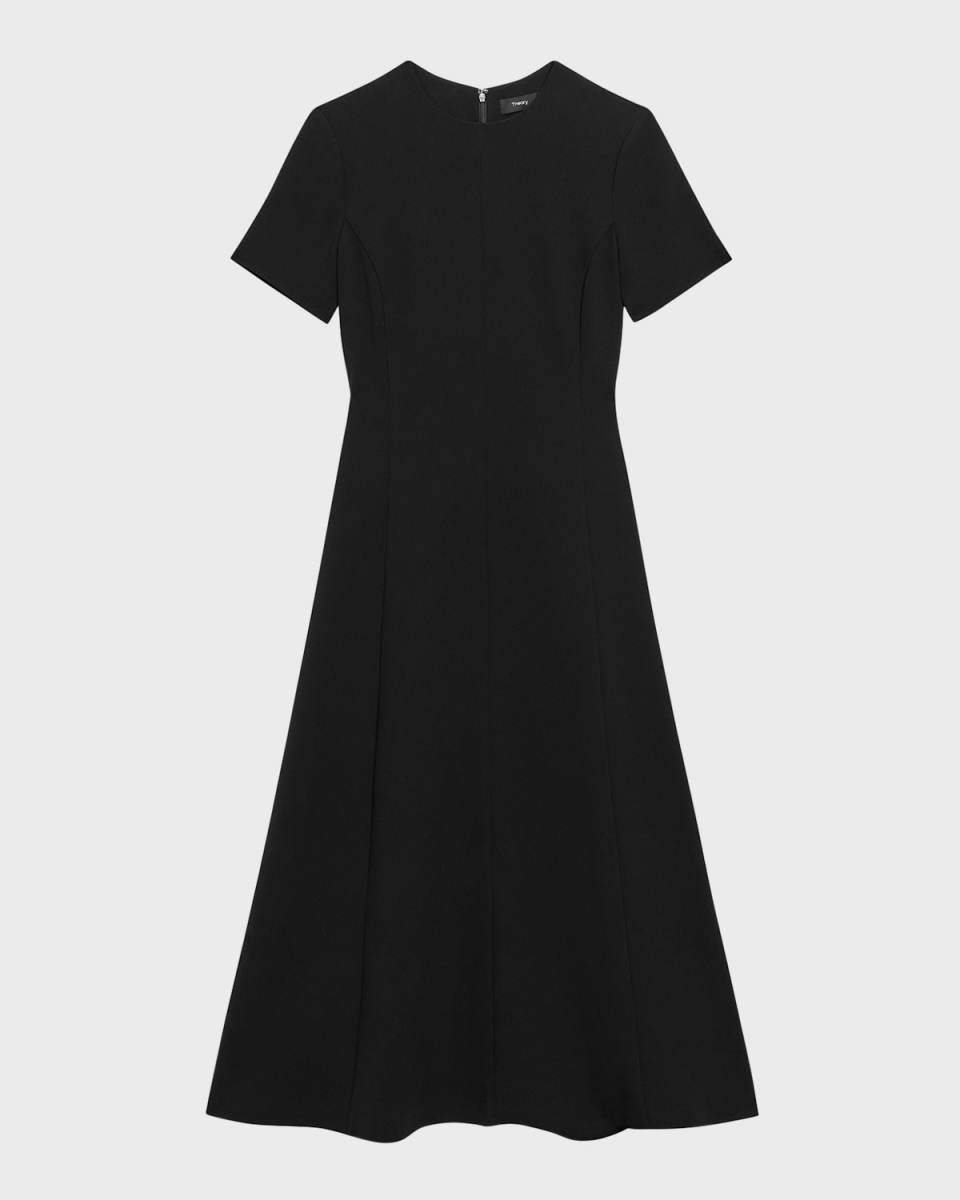 Admiral Crepe Flared Short-Sleeve Midi Dress