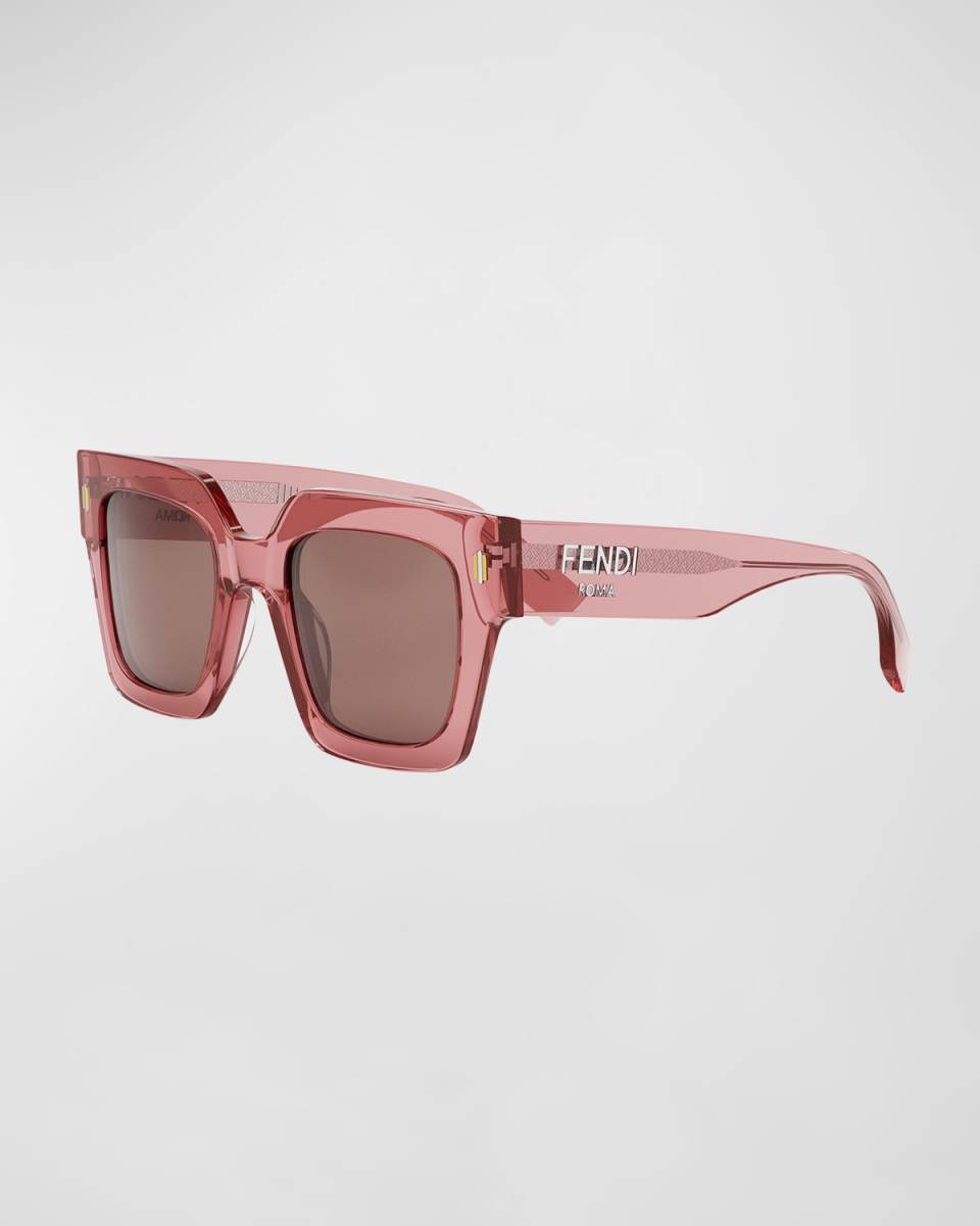 Fendi Roma Pink Square Acetate Sunglasses