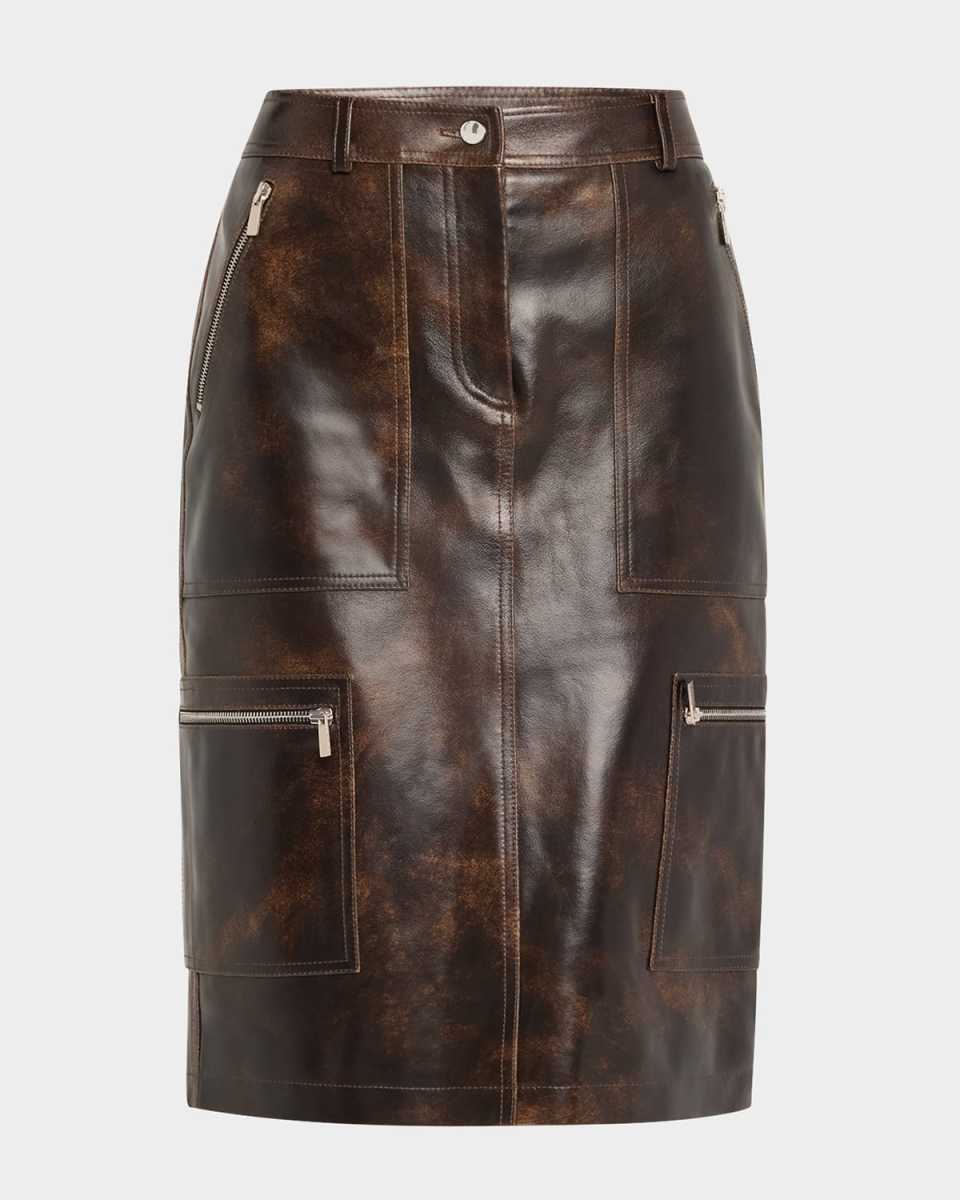 Leather Cargo Pencil Skirt