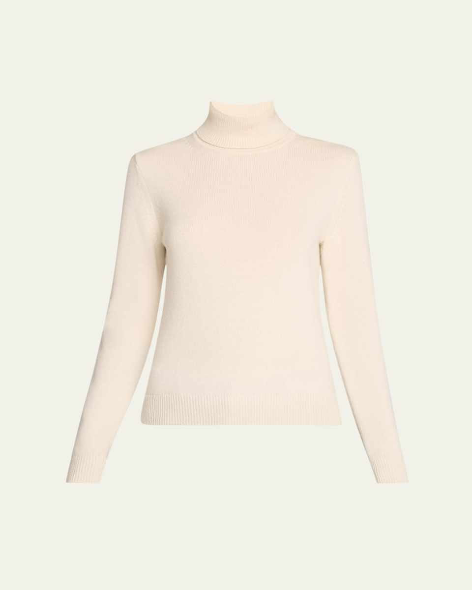 Fold-Over Long-Sleeve Cashmere Turtleneck Sweater