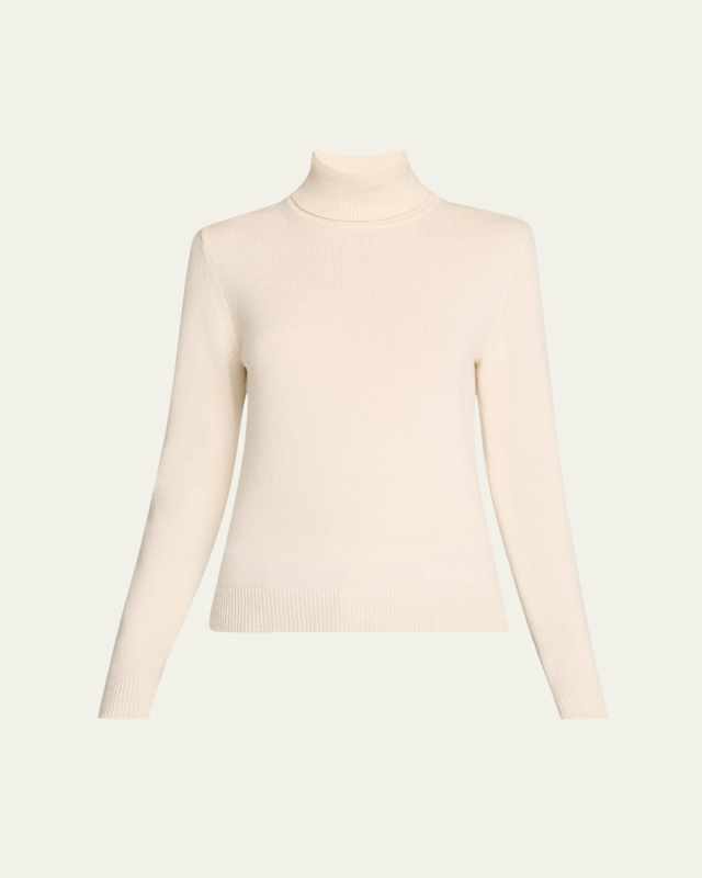Fold-Over Long-Sleeve Cashmere Turtleneck Sweater