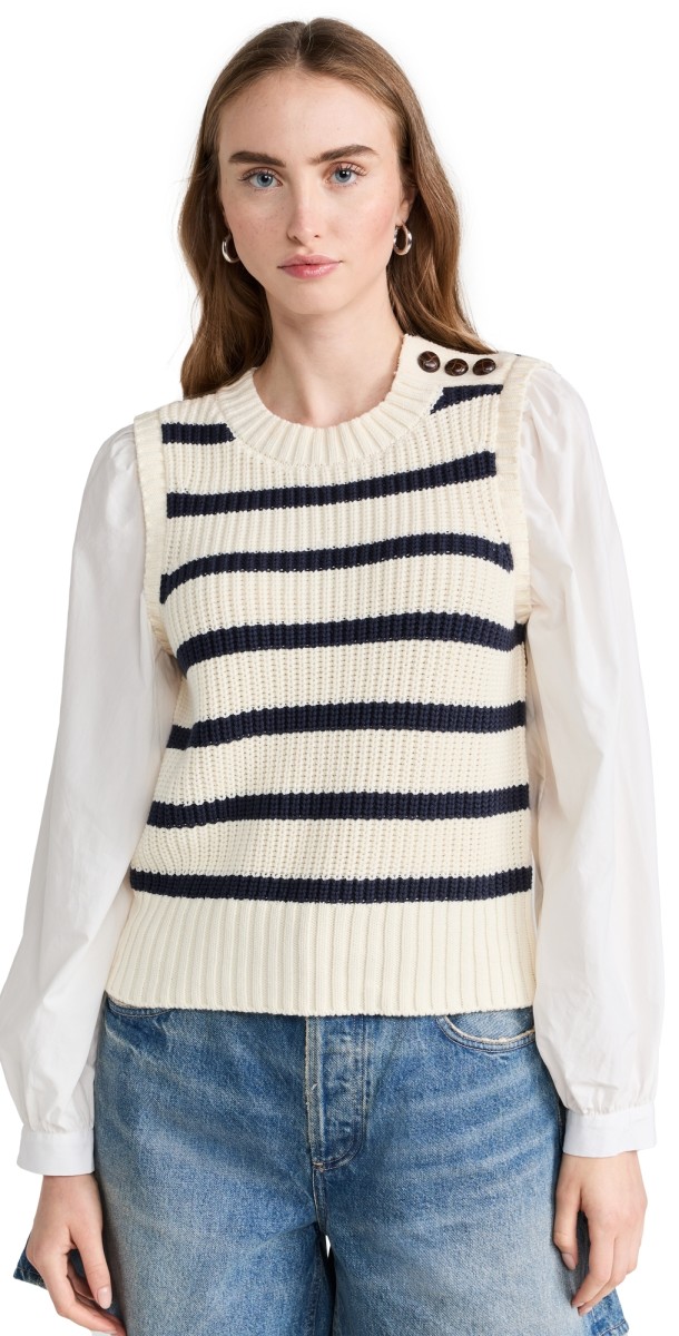 RAILS Bambi Sweater Vest Top Ivory Navy Stripe