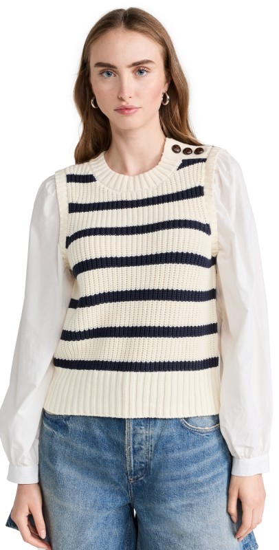 RAILS Bambi Sweater Vest Top Ivory Navy Stripe