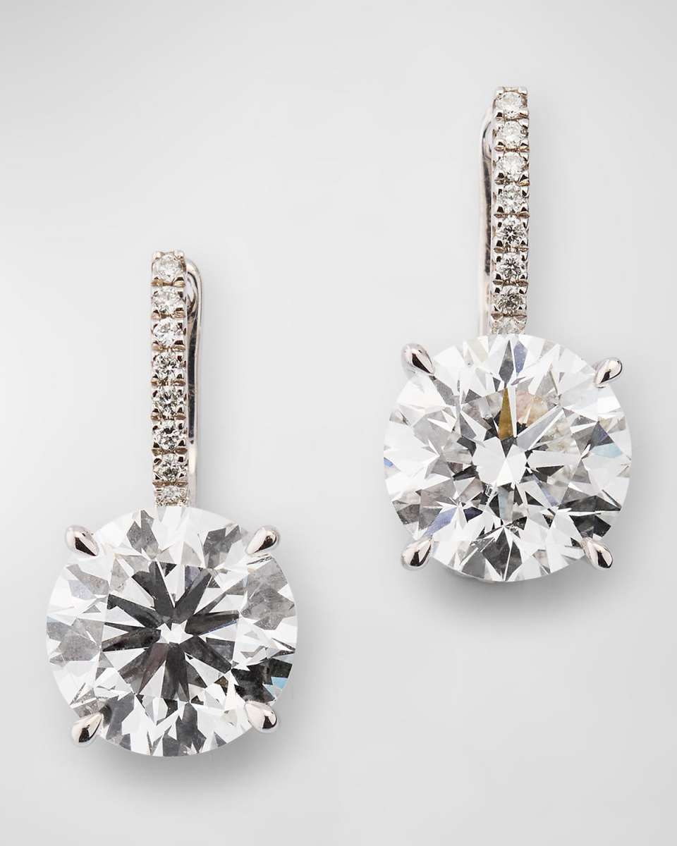 Lab Grown Diamond 18K White Gold Drop Earrings, 6.0tcw