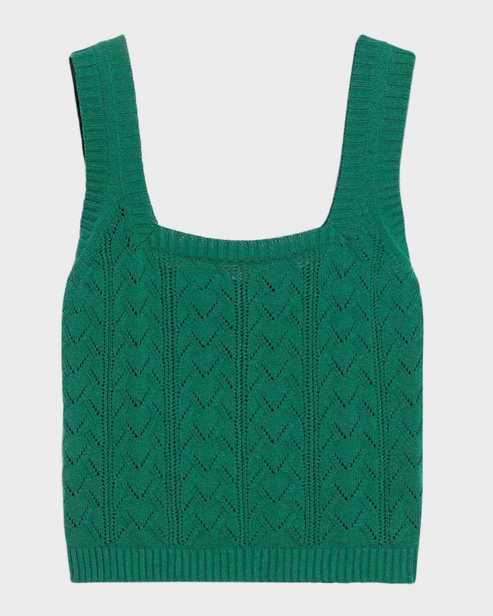 Zanora Square-Neck Pointelle Knit Tank