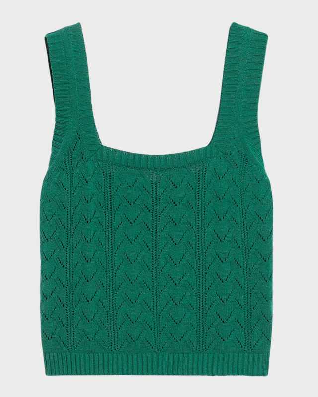 Zanora Square-Neck Pointelle Knit Tank