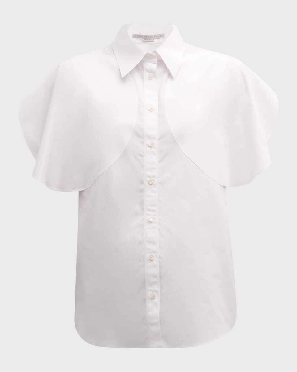 Round Flutter-Sleeve Collared Shirt